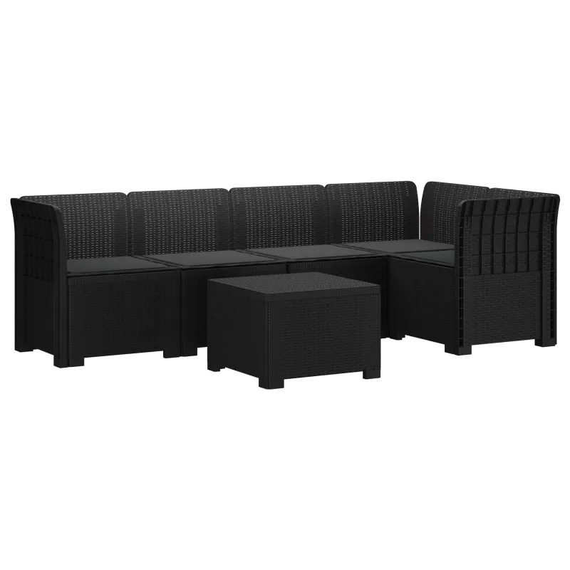 5-vietė sodo sofa su pagalvėlėmis Rataninio išvaizdos PP