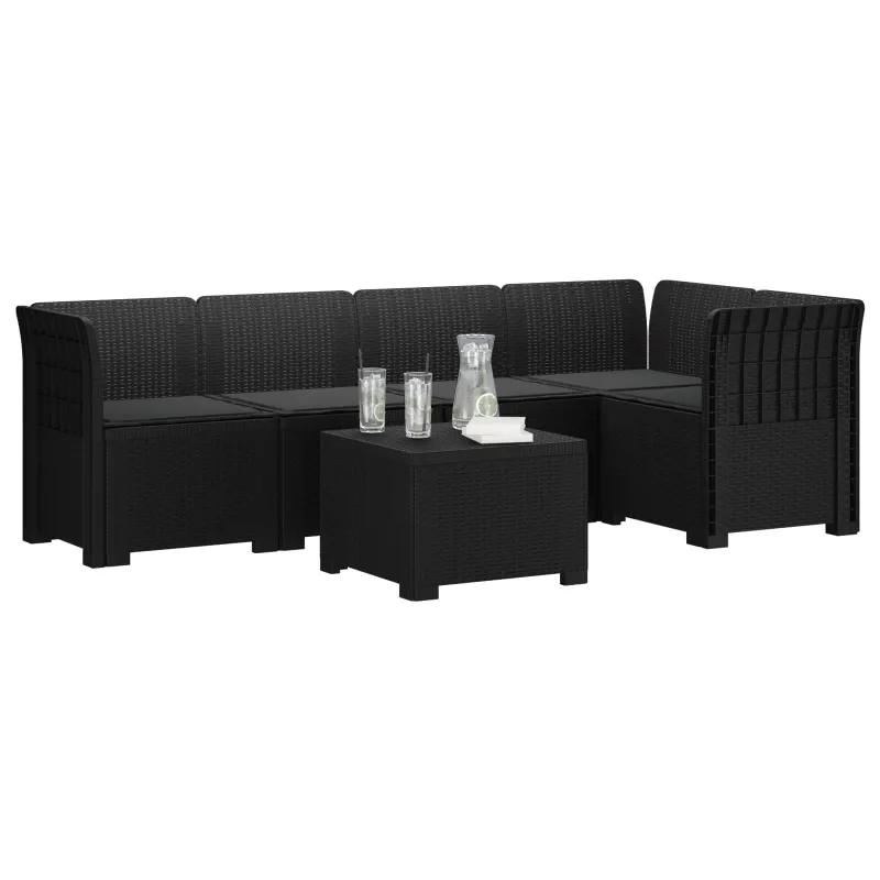 5-vietė sodo sofa su pagalvėlėmis Rataninio išvaizdos PP
