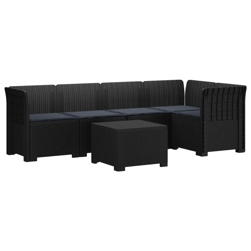 5-vietė sodo sofa su pagalvėlėmis Rataninio išvaizdos PP