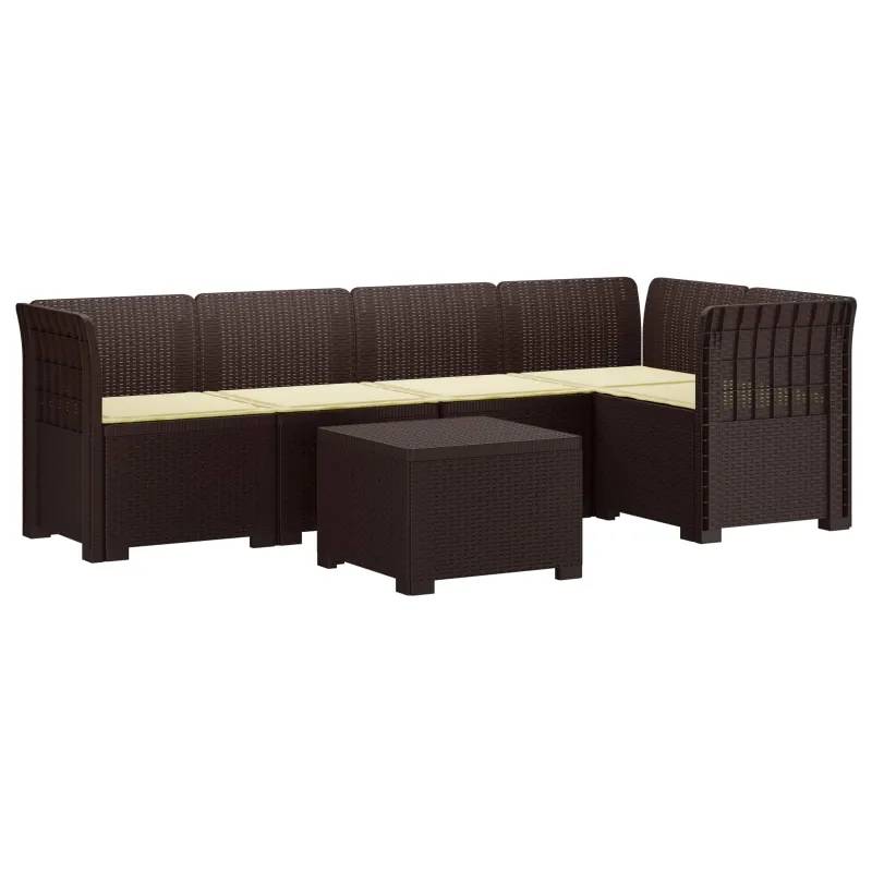 5-vietė sodo sofa su pagalvėlėmis Rataninio išvaizdos PP Ruda
