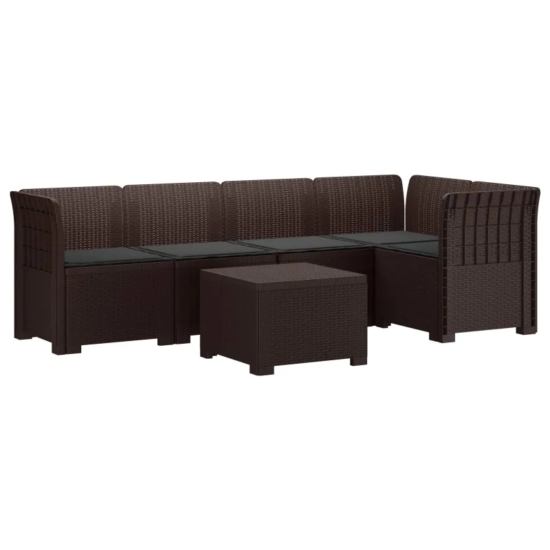 5-vietė sodo sofa su pagalvėlėmis Rataninio išvaizdos PP Ruda