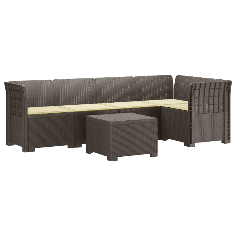 5-vietė sodo sofa su pagalvėlėmis Rataninio išvaizdos PP