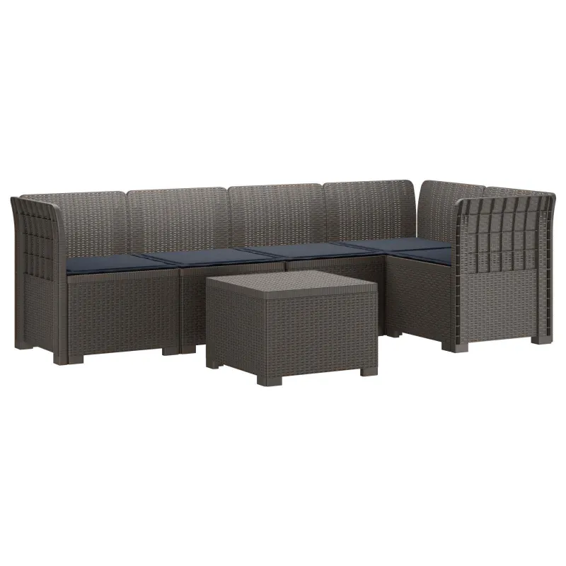 5-vietė sodo sofa su pagalvėlėmis Rataninio išvaizdos PP