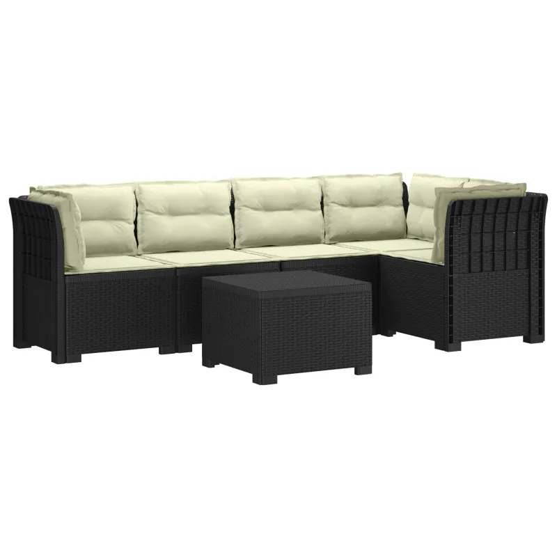 5-vietė sodo sofa su pagalvėlėmis Rataninio išvaizdos PP
