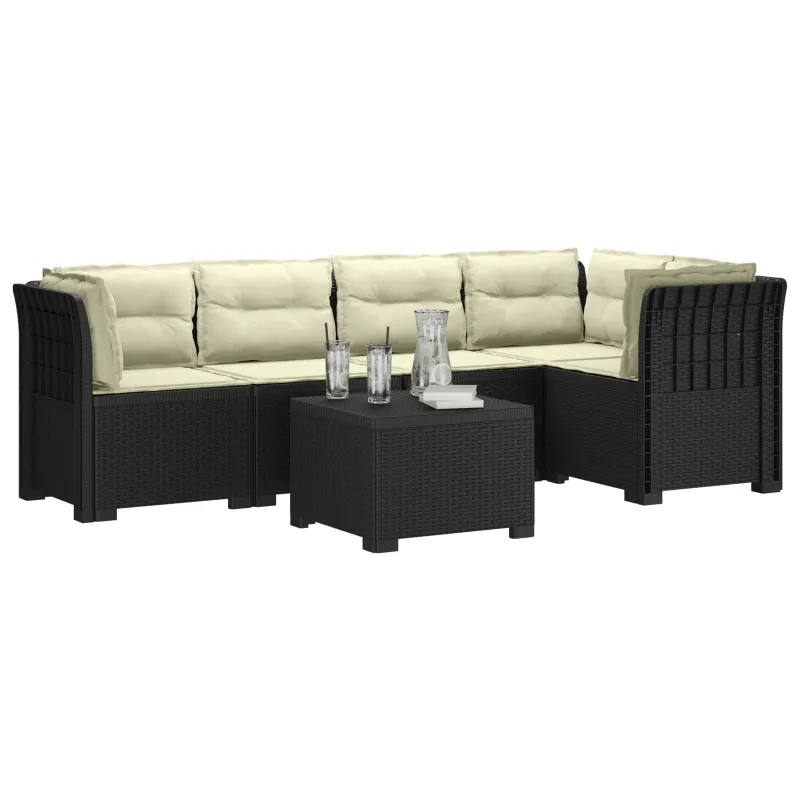 5-vietė sodo sofa su pagalvėlėmis Rataninio išvaizdos PP