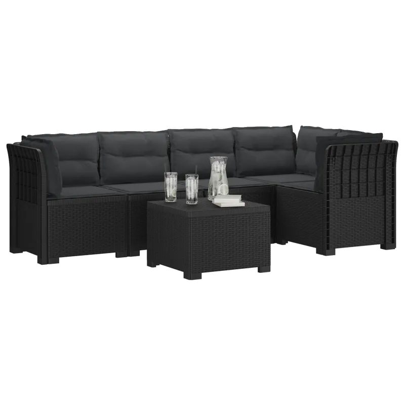 5-vietė sodo sofa su pagalvėlėmis Rataninio išvaizdos PP