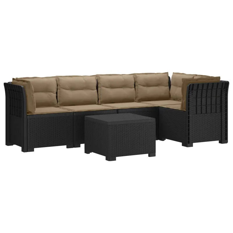 5-vietė sodo sofa su pagalvėlėmis Rataninio išvaizdos PP