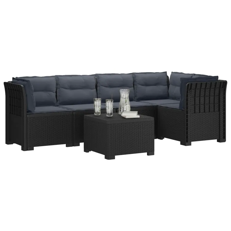 5-vietė sodo sofa su pagalvėlėmis Rataninio išvaizdos PP