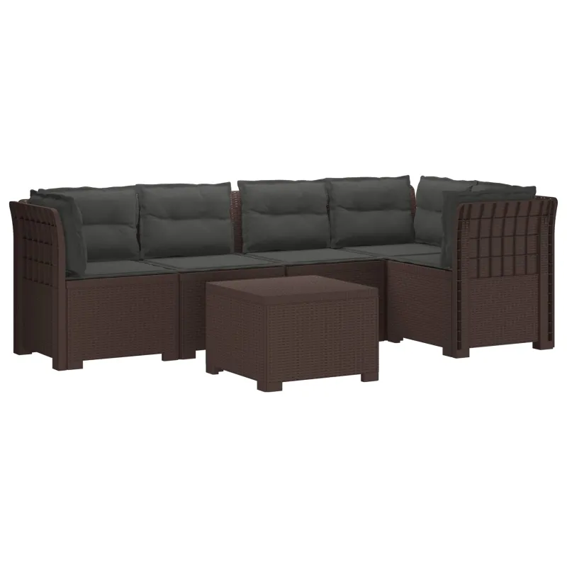 5-vietė sodo sofa su pagalvėlėmis Rataninio išvaizdos PP Ruda