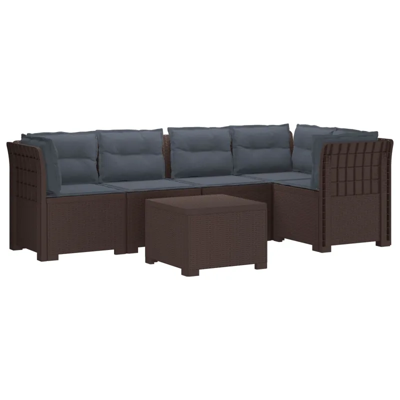 5-vietė sodo sofa su pagalvėlėmis Rataninio išvaizdos PP Ruda