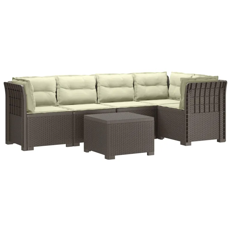 5-vietė sodo sofa su pagalvėlėmis Rataninio išvaizdos PP