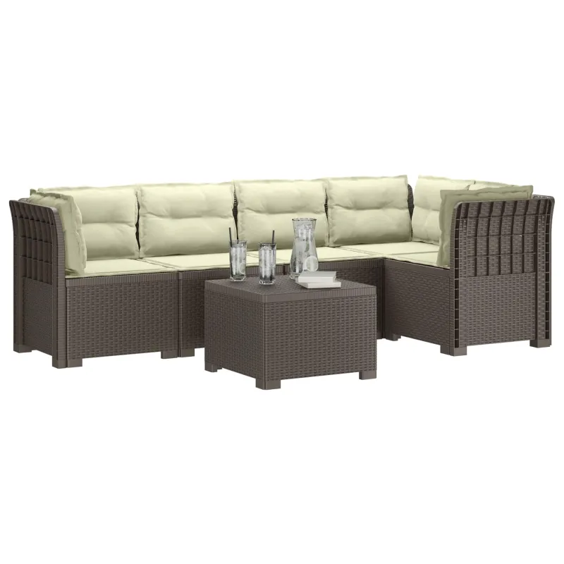 5-vietė sodo sofa su pagalvėlėmis Rataninio išvaizdos PP