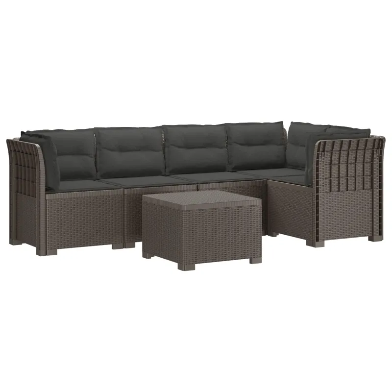 5-vietė sodo sofa su pagalvėlėmis Rataninio išvaizdos PP