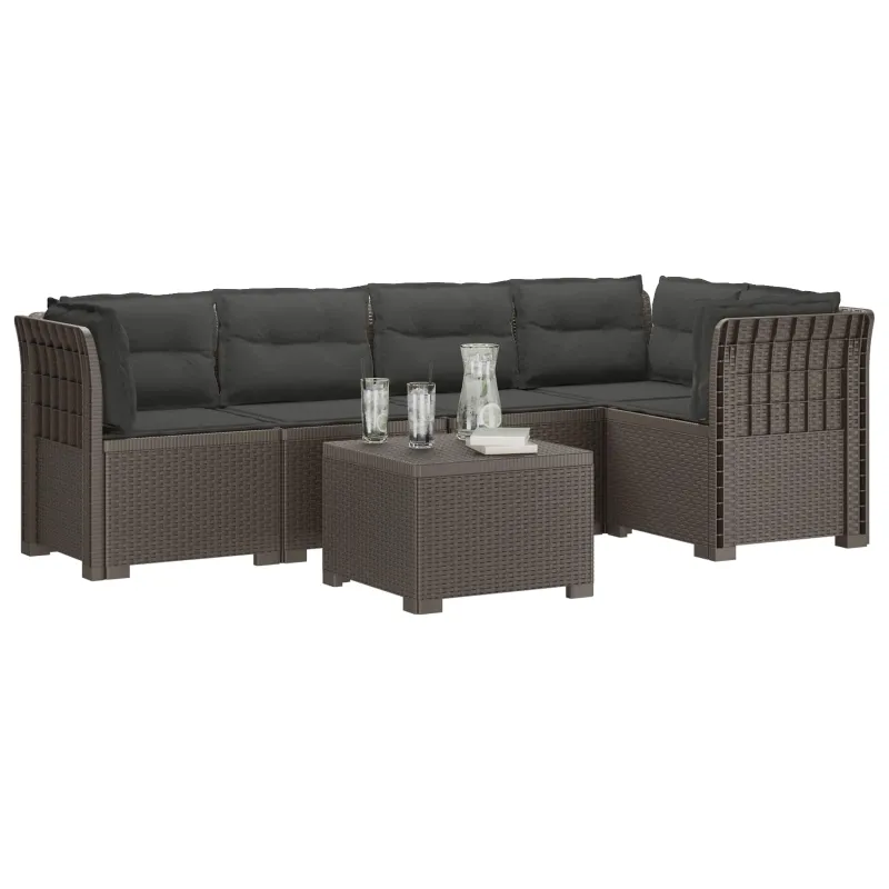 5-vietė sodo sofa su pagalvėlėmis Rataninio išvaizdos PP