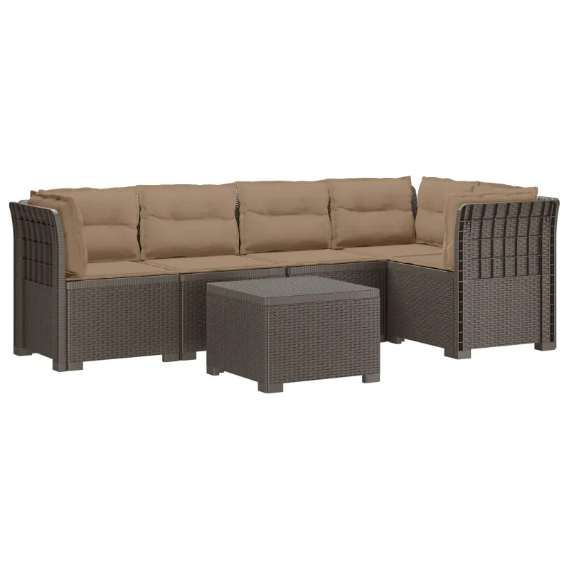 5-vietė sodo sofa su pagalvėlėmis Rataninio išvaizdos PP