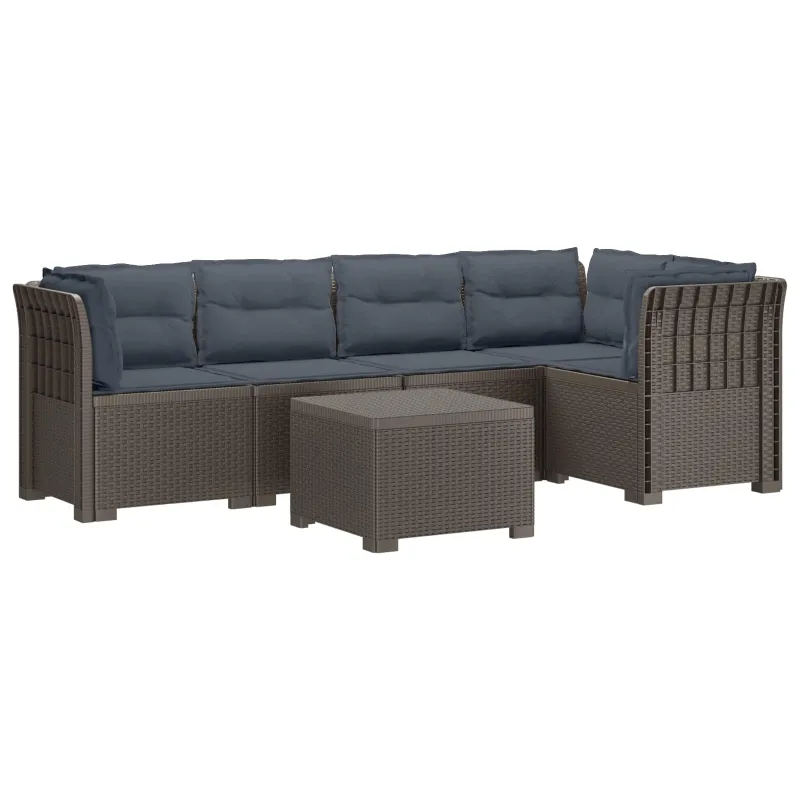 5-vietė sodo sofa su pagalvėlėmis Rataninio išvaizdos PP