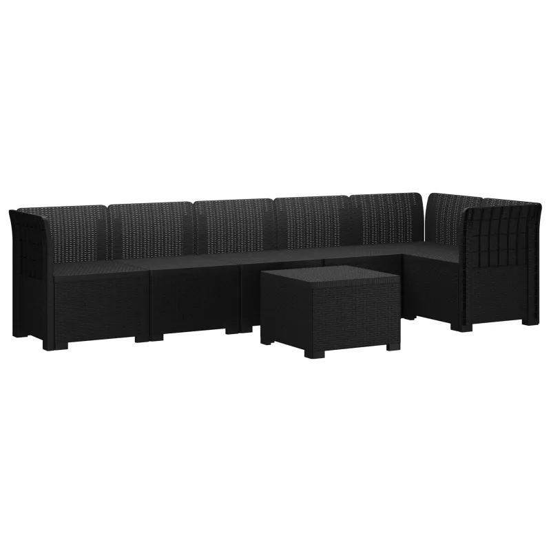 6-vietė Sodo Sofa Su Rataniniu Išvaizdu PP Antracito