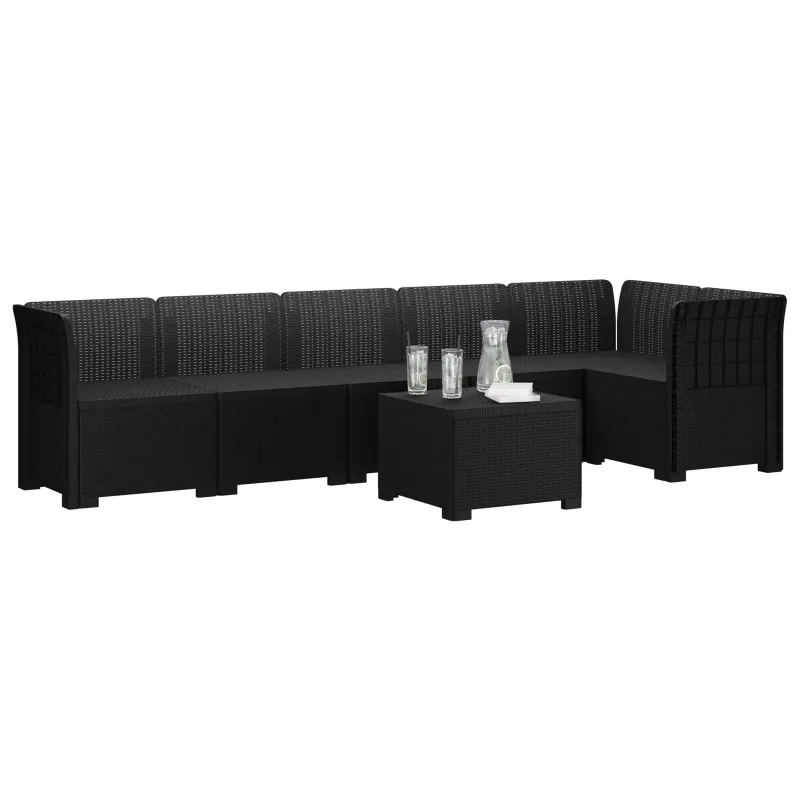 6-vietė Sodo Sofa Su Rataniniu Išvaizdu PP Antracito