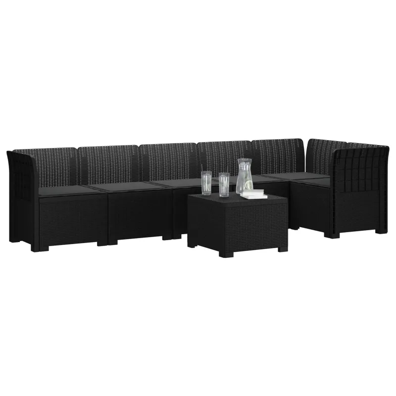 6-vietė Sodo Sofa Su Pagalvėlėmis Rataniniu Išvaizdu PP