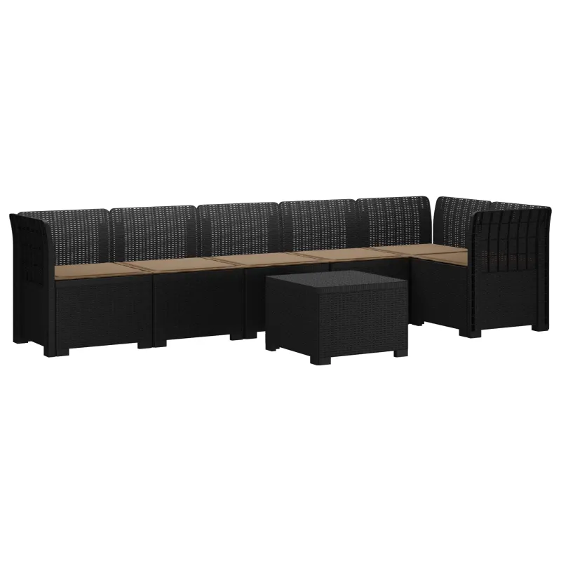 6-vietė Sodo Sofa Su Pagalvėlėmis Rataniniu Išvaizdu PP