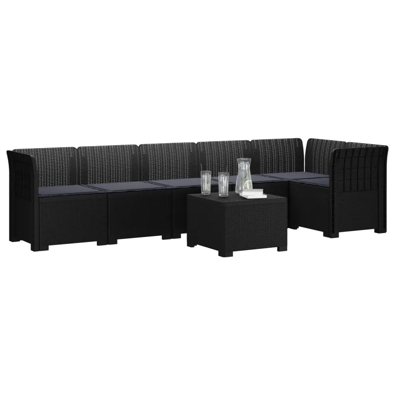 6-vietė Sodo Sofa Su Pagalvėlėmis Rataniniu Išvaizdu PP