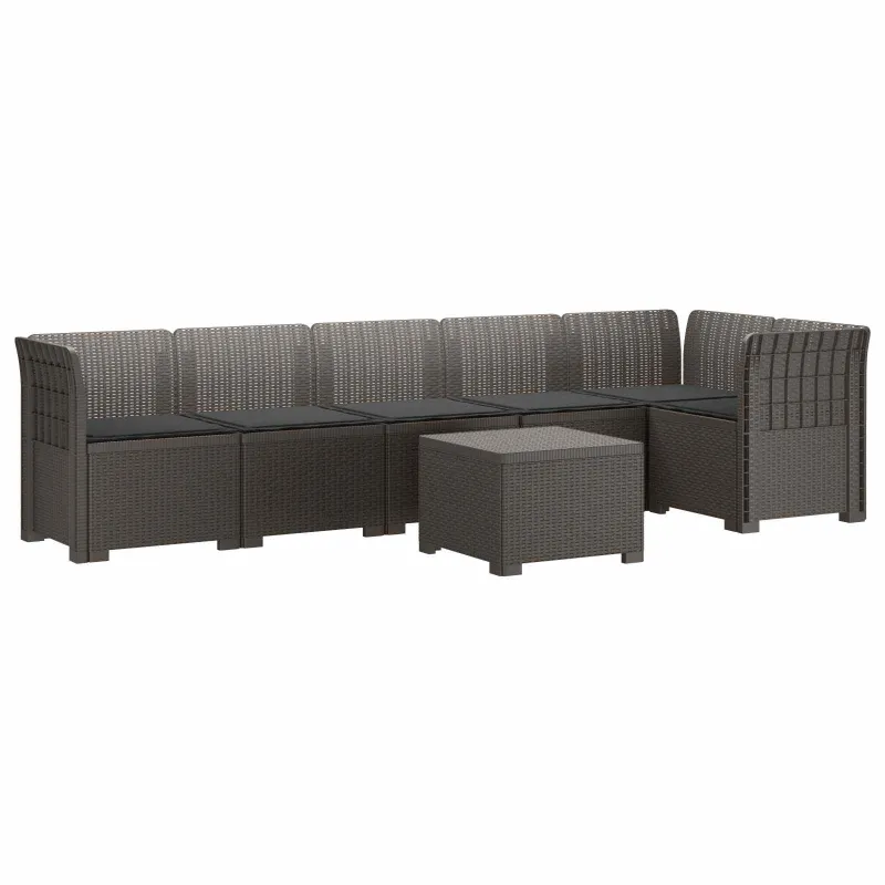 6-vietė Sodo Sofa Su Pagalvėlėmis Rataniniu Išvaizdu PP