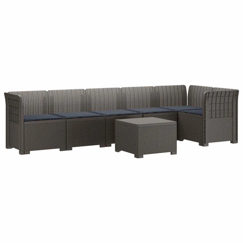 6-vietė Sodo Sofa Su Pagalvėlėmis Rataniniu Išvaizdu PP