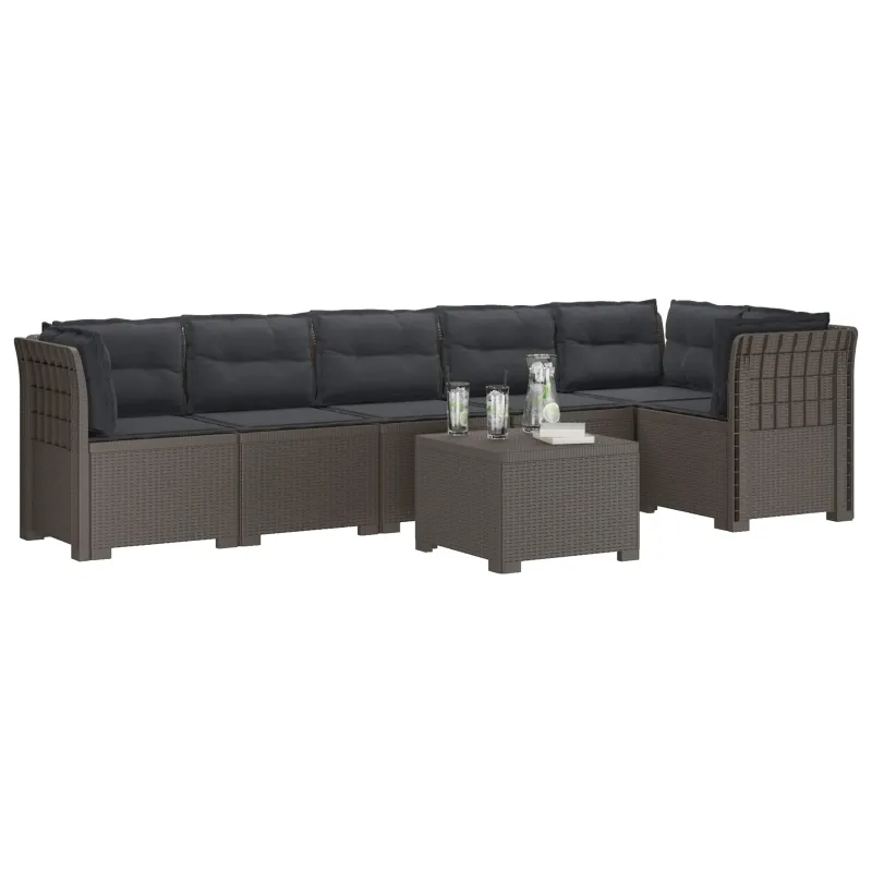 6-vietė Sodo Sofa Su Pagalvėlėmis Rataniniu Išvaizdu PP