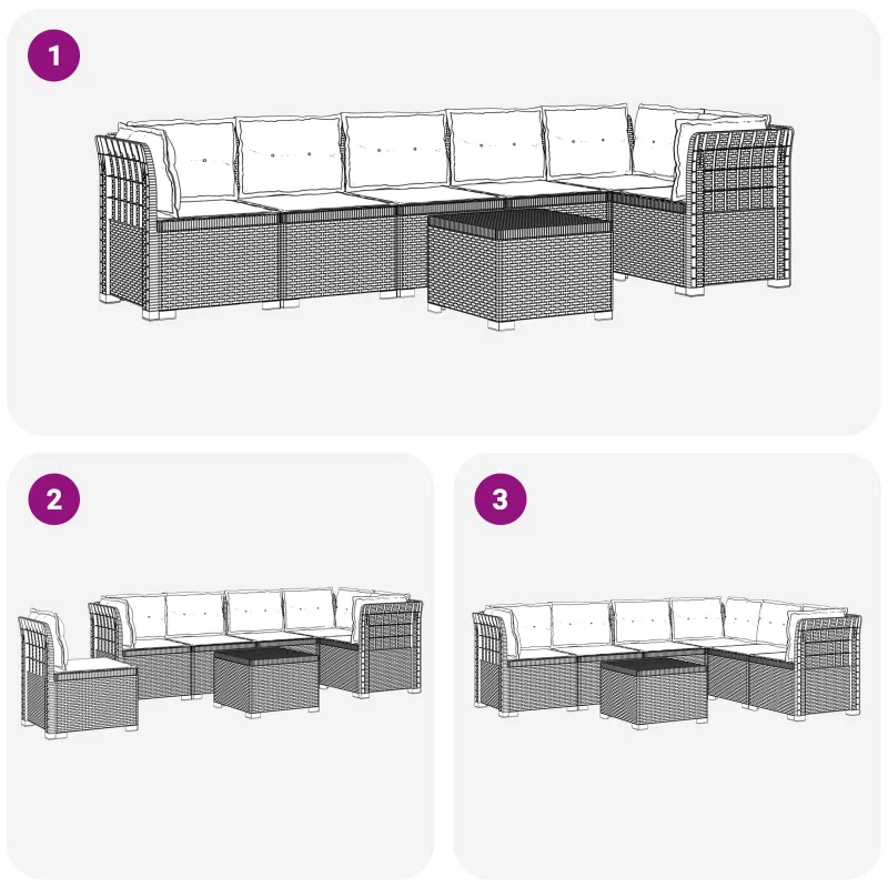 6-vietė Sodo Sofa Su Pagalvėlėmis Rataniniu Išvaizdu PP