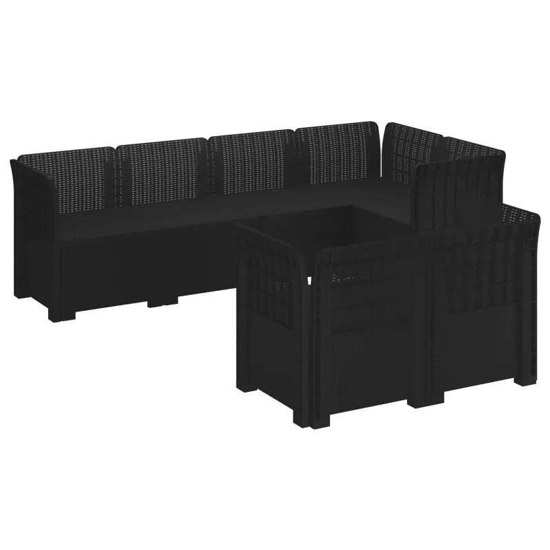 7-Vietis Sodo Sofa Ratanas PP Antracito