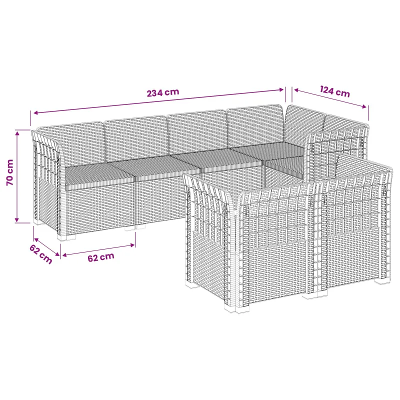 7-Vietis Sodo Sofa Ratanas PP Antracito