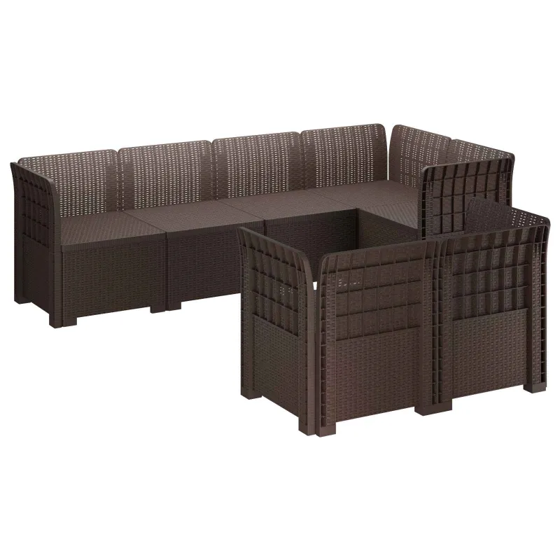 7-Vietis Sodo Sofa Ratanas PP Ruda