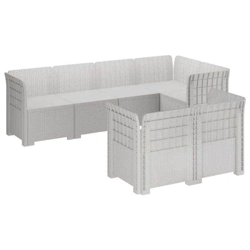 7-Vietis Sodo Sofa Ratanas PP Balta