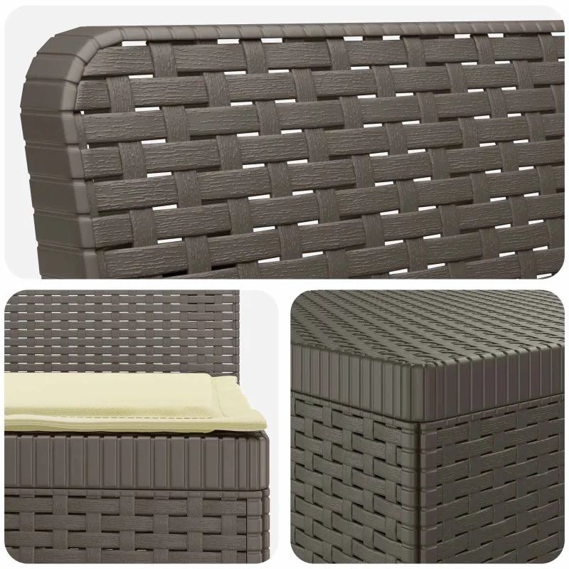 7-Vietis Sodo Sofa su Pagalvėlėmis Ratanas PP Šviesiai pilka