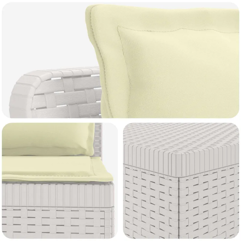 7-Vietis Sodo Sofa su Pagalvėlėmis Ratanas PP Balta