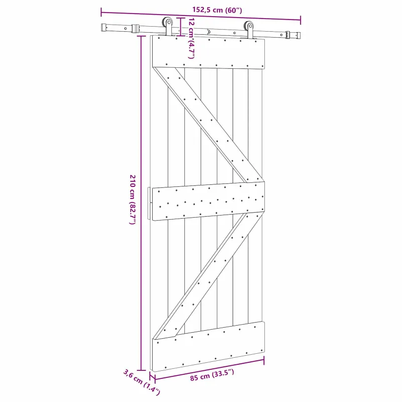 Slankios durys NARVIK 85 x 210 cm (152,5 cm) Natūrali ir juoda