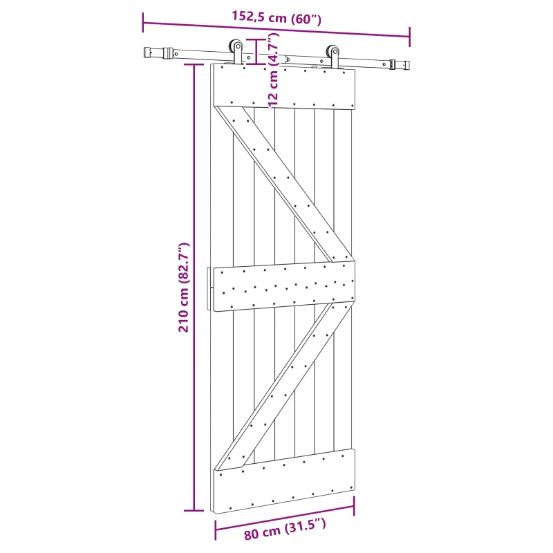 Slankios durys NARVIK 80 x 210 cm (152,5 cm) Natūrali ir juoda