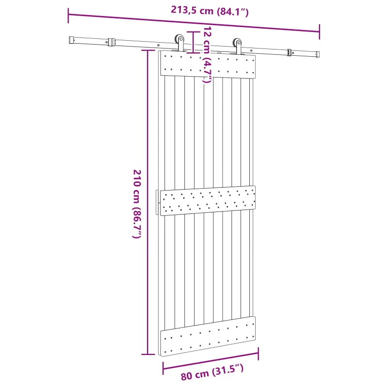 Slankios durys NARVIK 80 x 210 cm (213,5 cm) Natūrali ir juoda