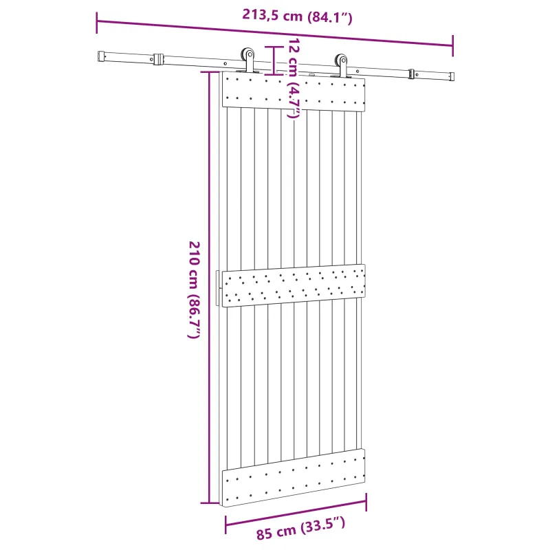 Slankios durys NARVIK 85 x 210 cm (213,5 cm) Natūrali ir juoda