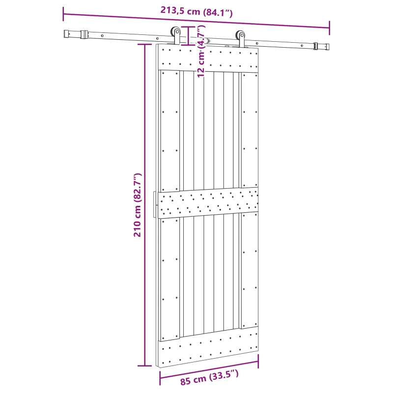 Slankios durys NARVIK 85 x 210 cm (213,5 cm) Natūrali ir juoda