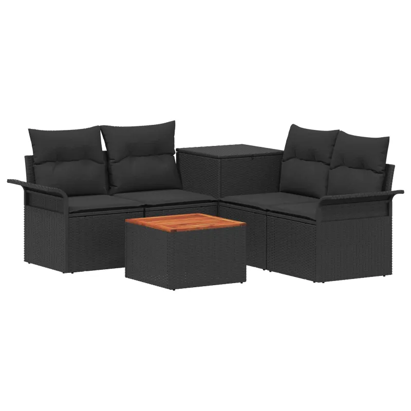 Sofos komplektas 6 pcs 4-Vietų skaičius Juoda