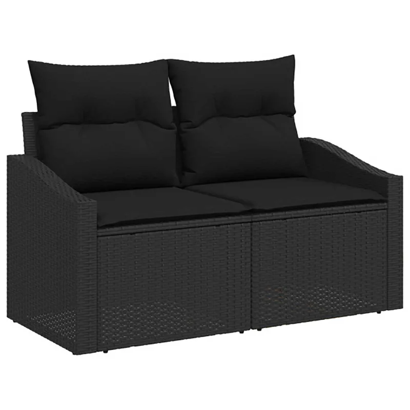 Sofos komplektas 7 pcs Juoda Poli ratanas ir plienas
