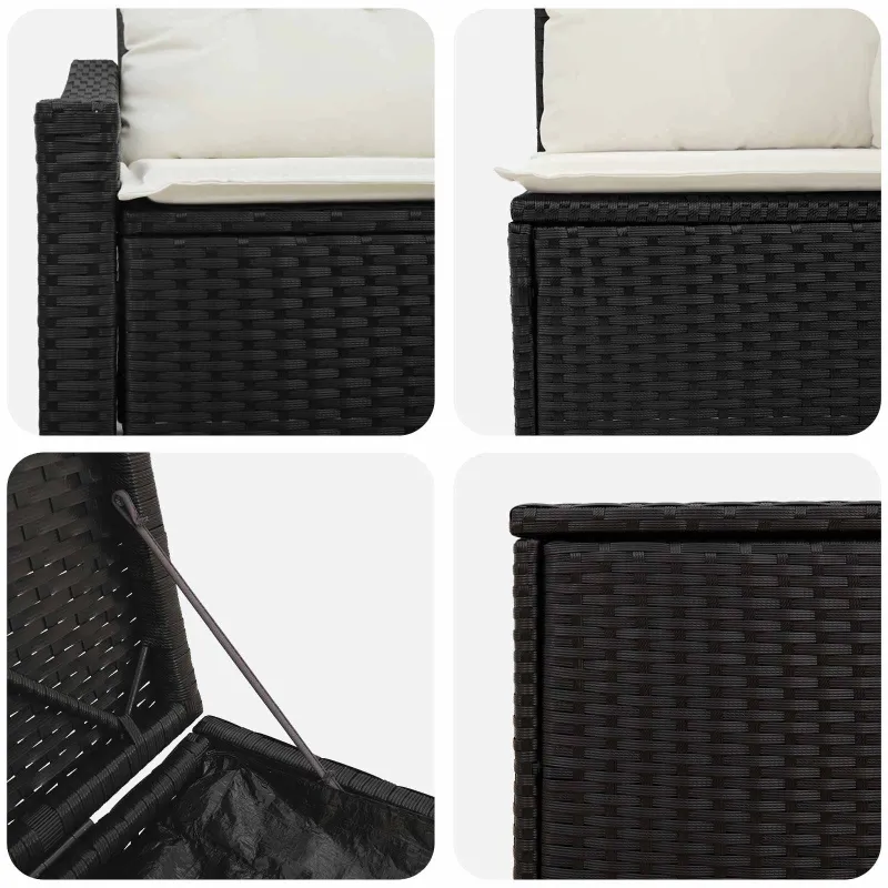 Sofos komplektas 7 pcs Juoda ir kreminė balta