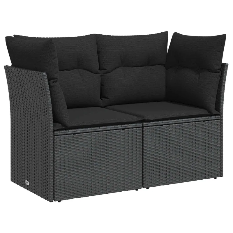 Sofos komplektas 7 pcs Juoda Poli ratanas ir plienas
