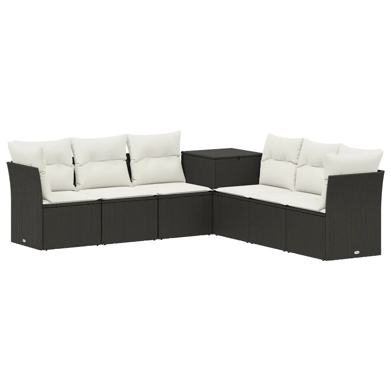 Sofos komplektas 7 pcs Juoda ir kreminė balta
