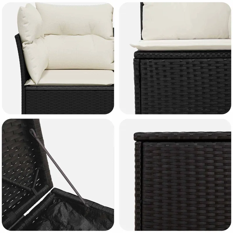 Sofos komplektas 7 pcs Juoda ir kreminė balta