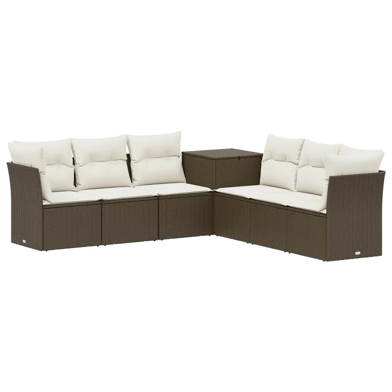 Sofos komplektas 7 pcs Ruda ir Kremavimo Balta