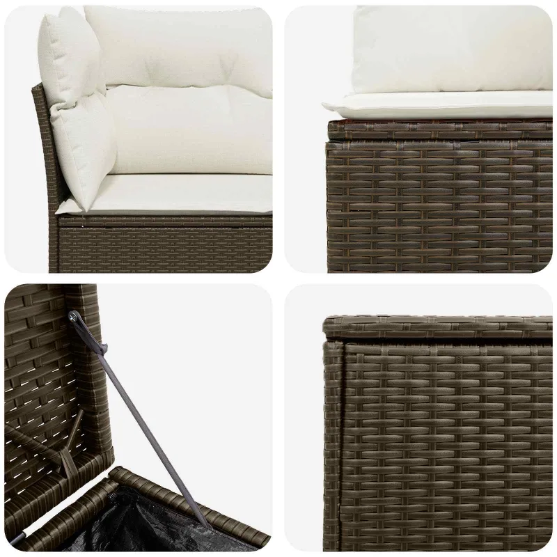 Sofos komplektas 7 pcs Ruda ir Kremavimo Balta