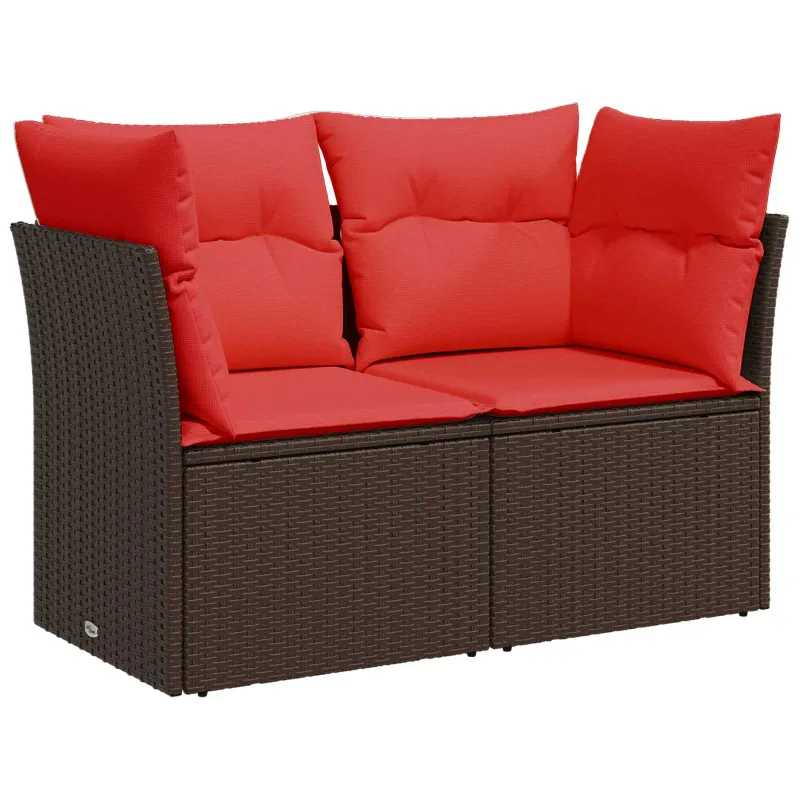 Sofos komplektas 7 pcs Ruda ir raudona Poli ratanas ir plienas