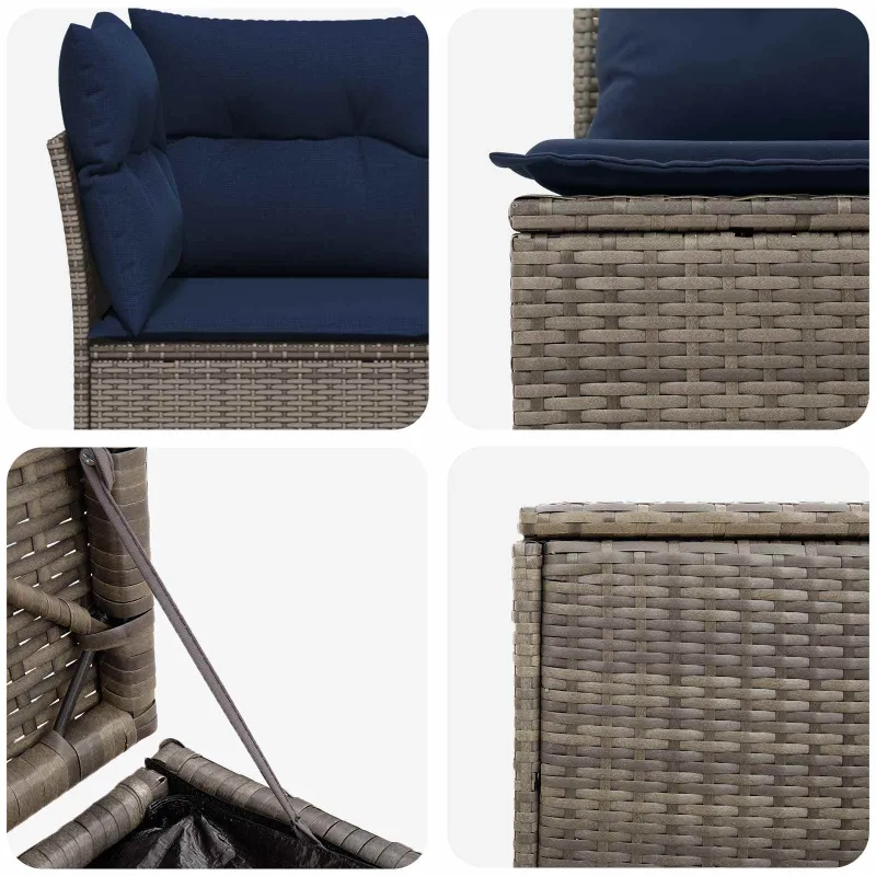 Sofos komplektas 7 pcs Pilka ir tamsiai mėlyna